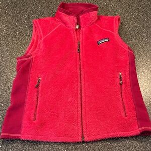 Women’s Patagonia Pink Fleece Vest with Deep Magenta Trim - size small